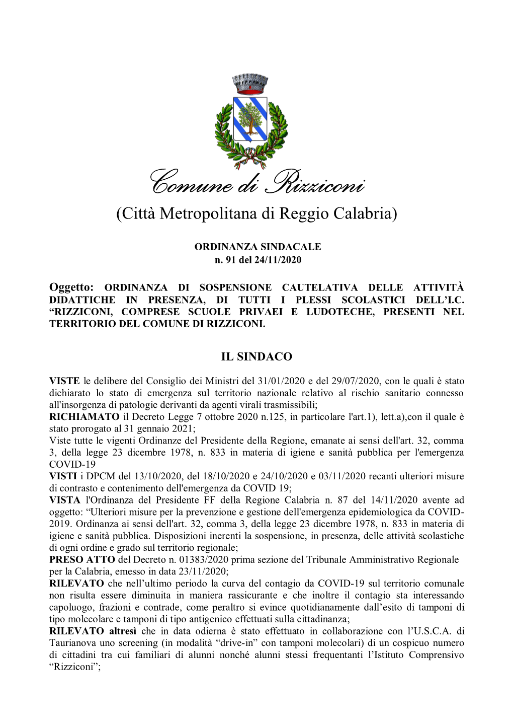 Comune Di Rizziconi (Città Metropolitana Di Reggio Calabria)