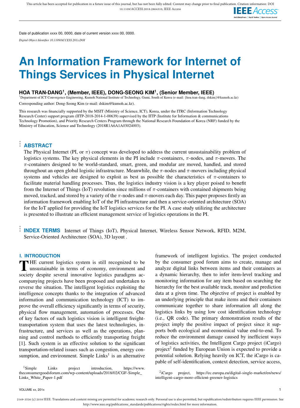 An Information Framework for Internet of Things Services in Physical Internet