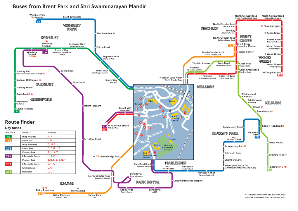 Buses from Brent Park and Shri Swaminarayan Mandir