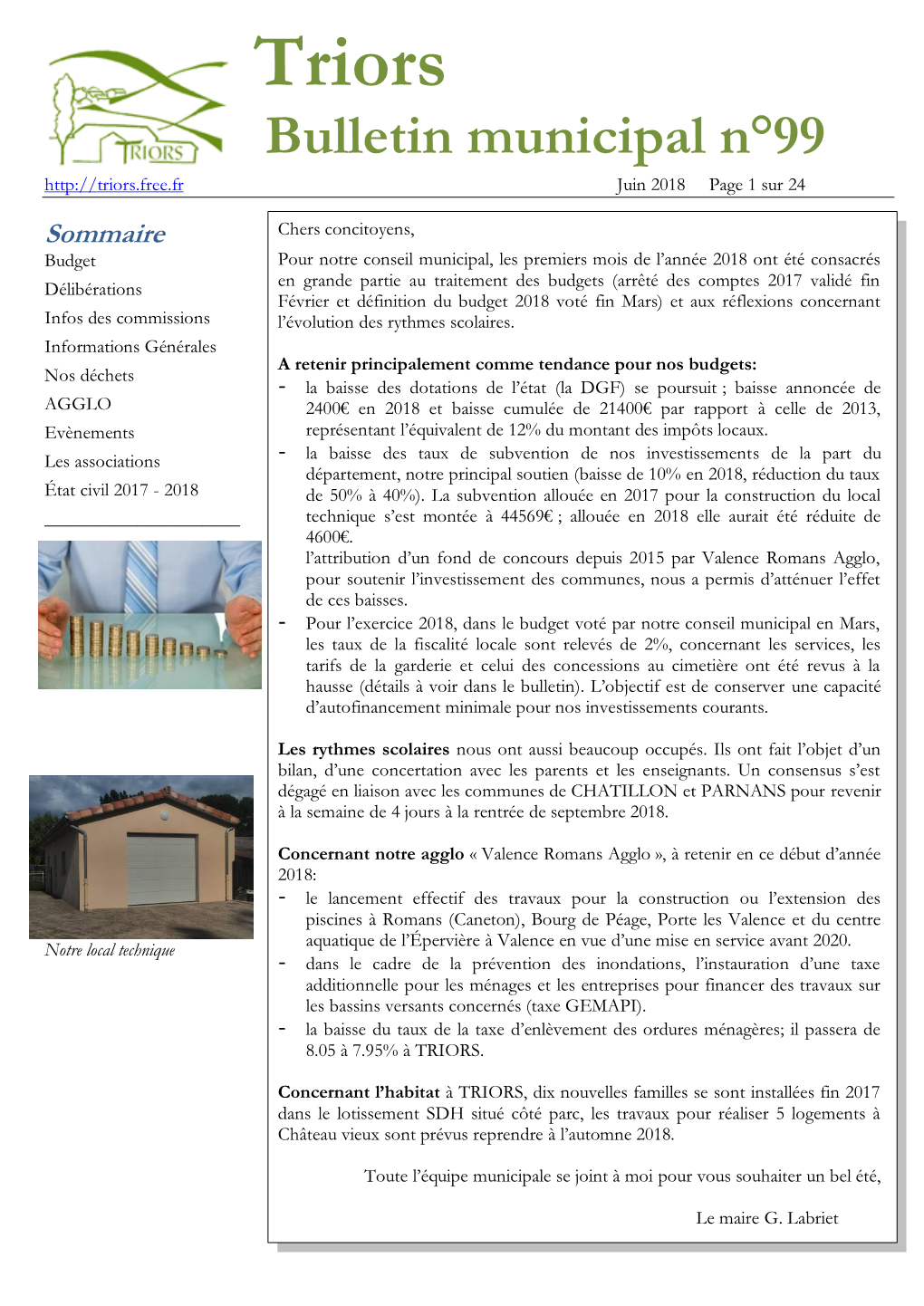 Triors Bulletin Municipal N°99 Juin 2018 Page 1 Sur 24
