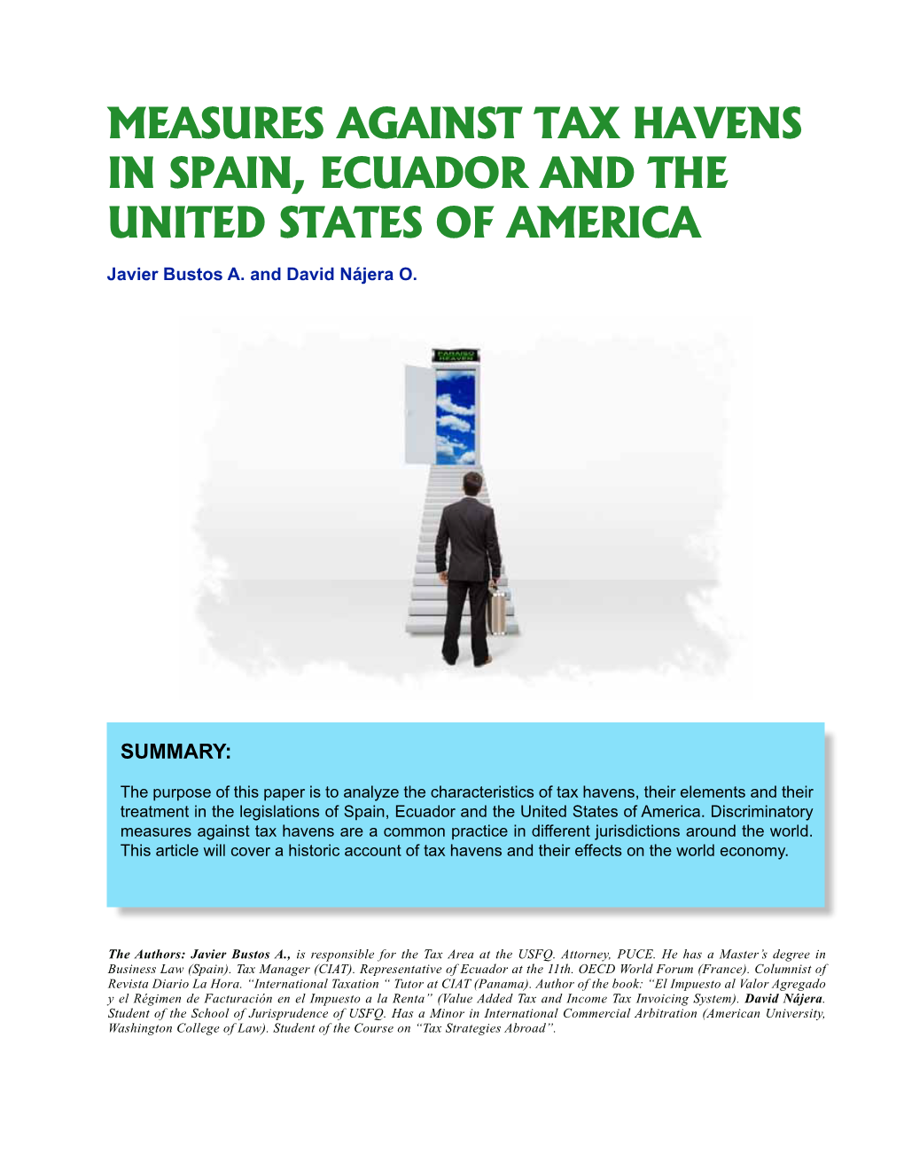 Measures Against Tax Havens in Spain, Ecuador and the United States of America