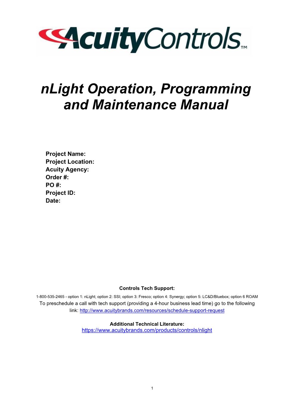 Nlight Operation, Programming and Maintenance Manual