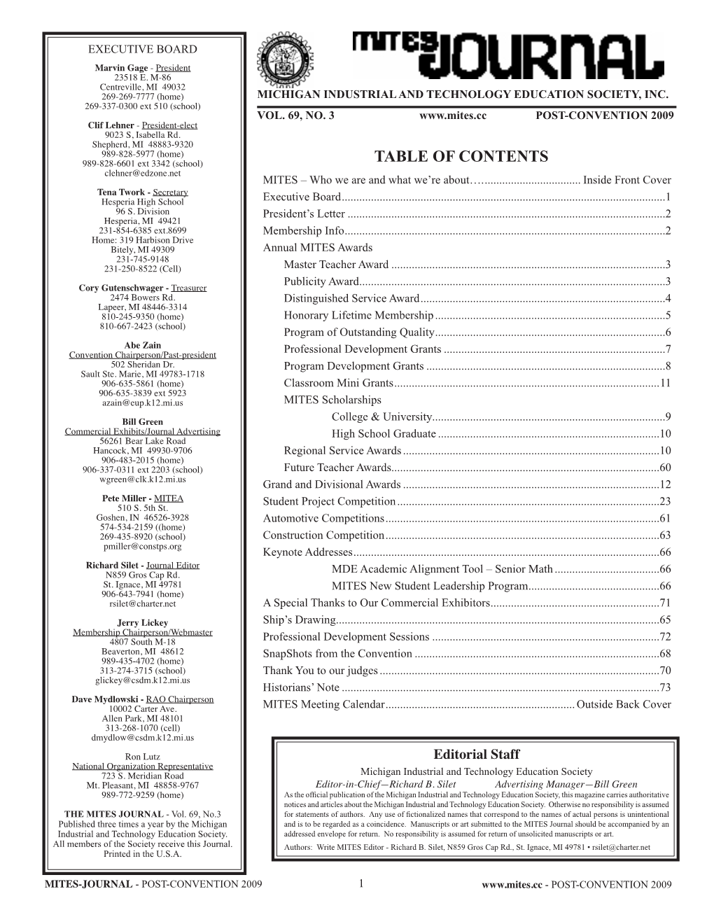 TABLE of CONTENTS Clehner@Edzone.Net MITES – Who We Are and What We’Re About…