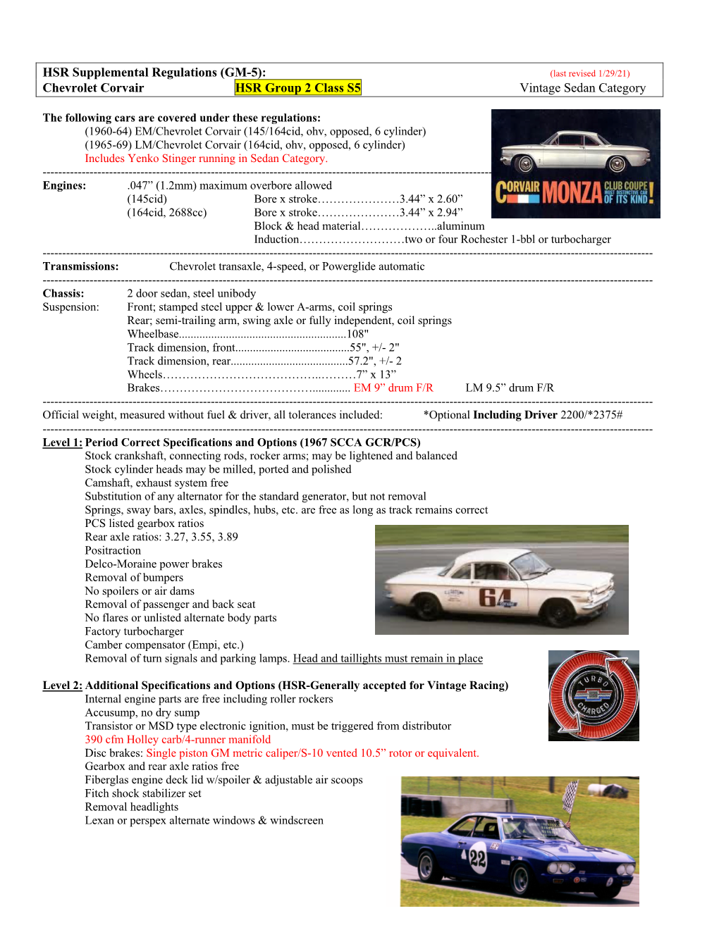 (GM-5) Chevrolet Corvair-HSR 2021