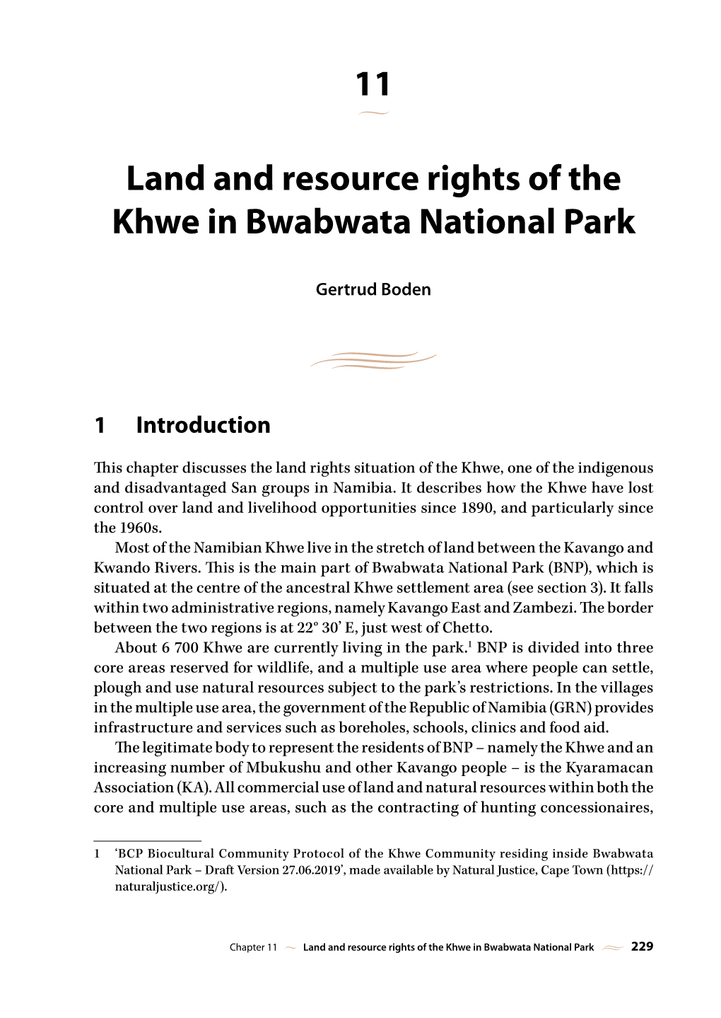 Land and Resource Rights of the Khwe in Bwabwata National Park