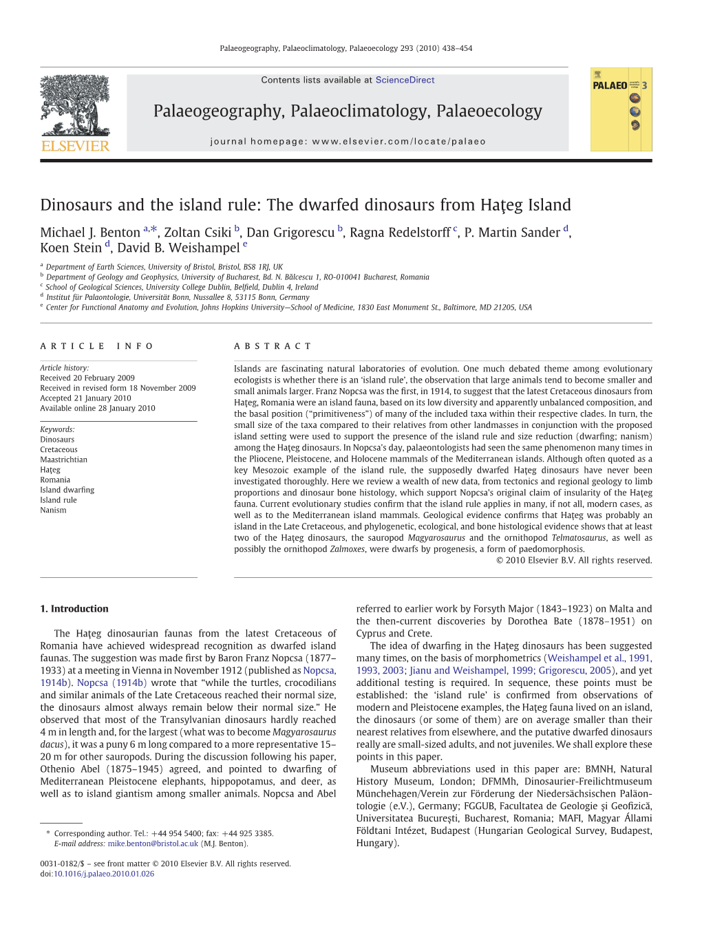 Dinosaurs and the Island Rule: the Dwarfed Dinosaurs from Haţeg Island