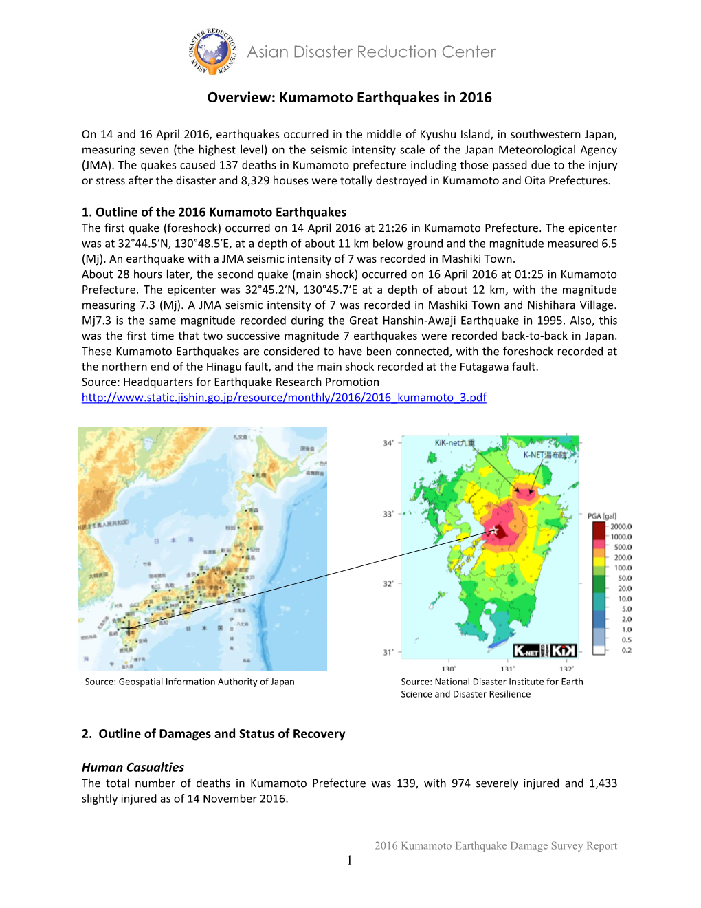 Overview: Kumamoto Earthquakes in 2016