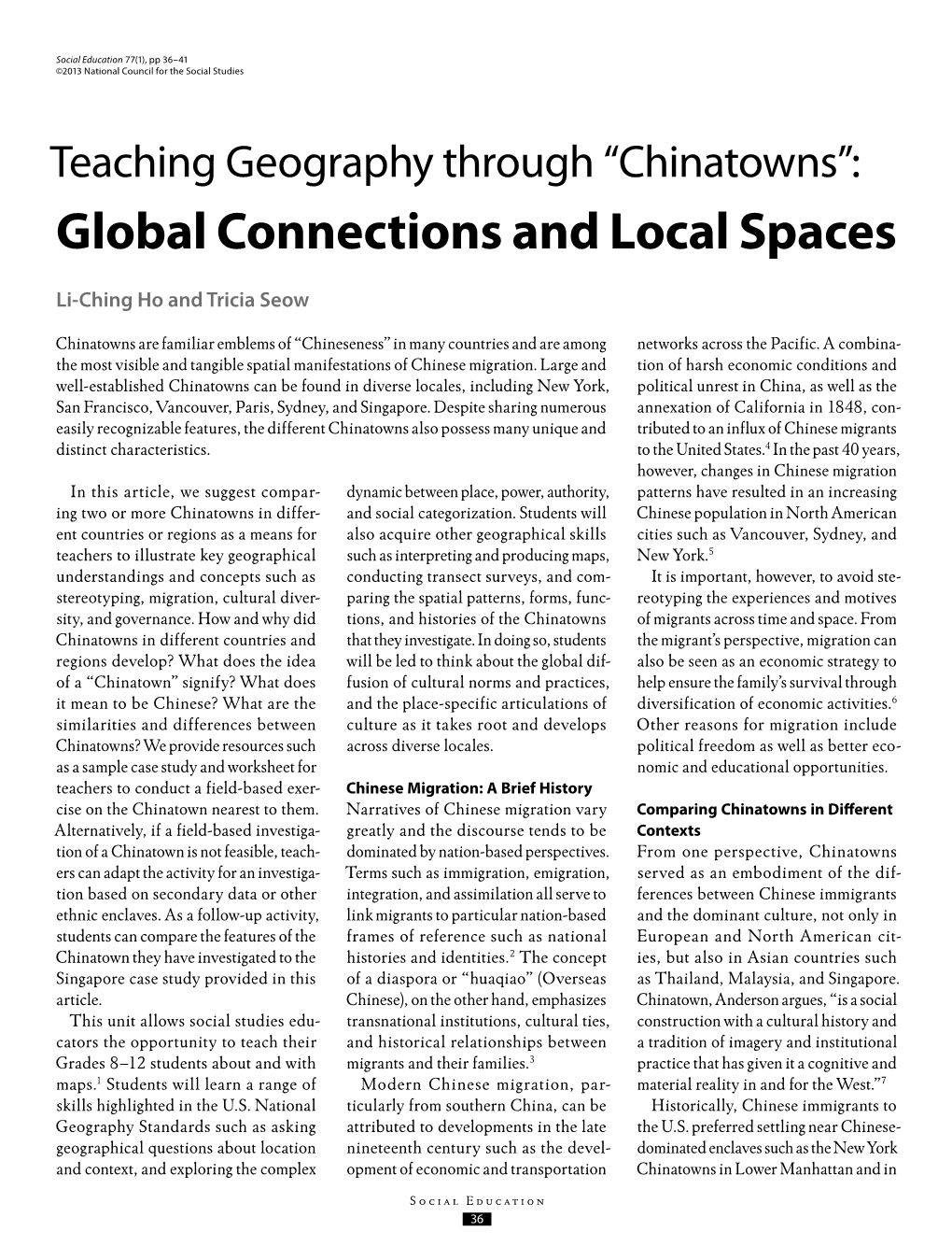 Global Connections and Local Spaces