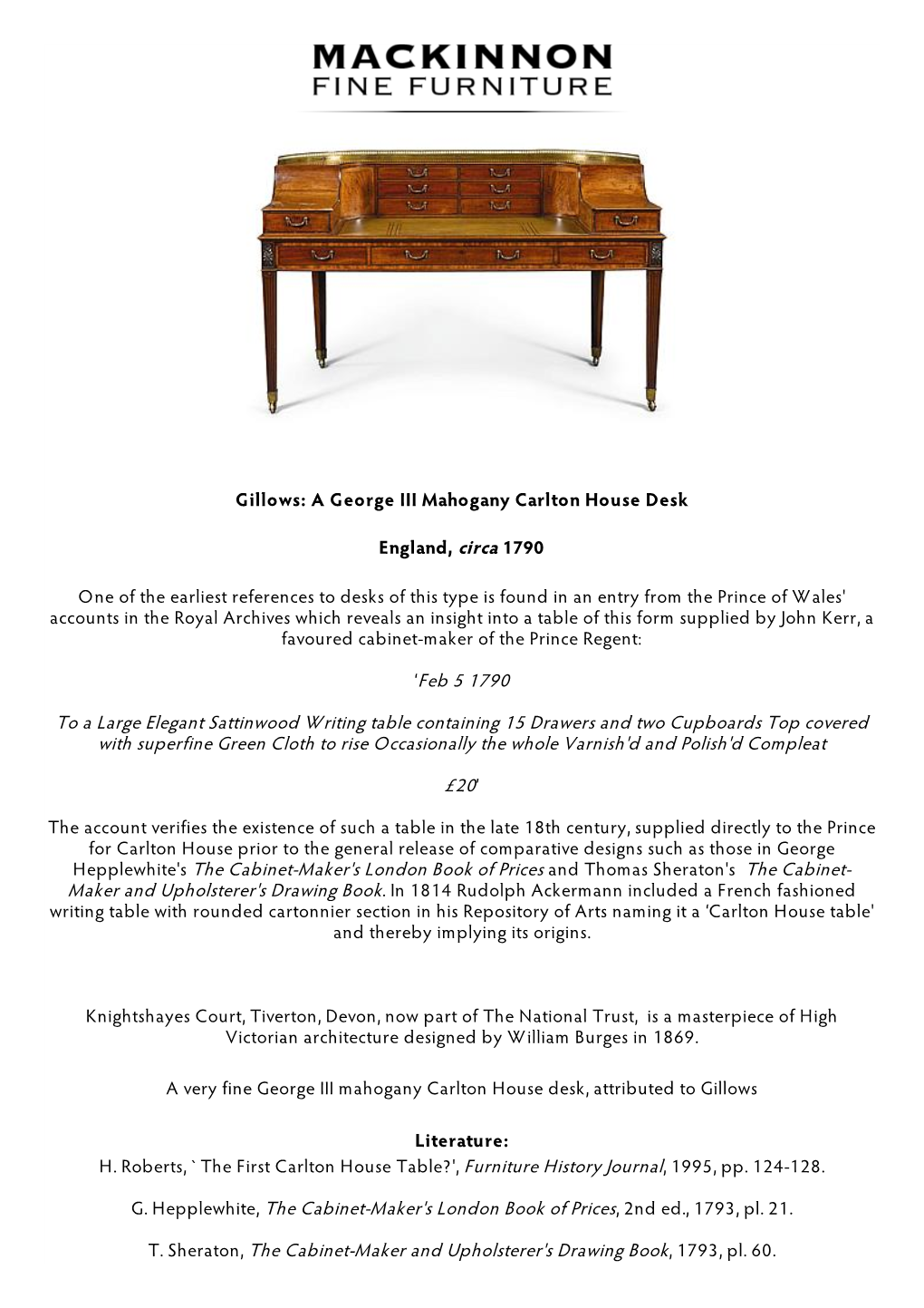 A George III Mahogany Carlton House Desk England, Circa 1790