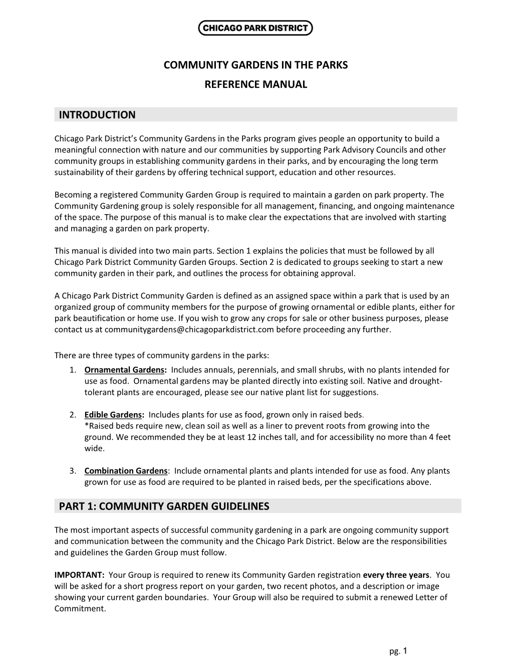 Reference Manual for Community Gardens