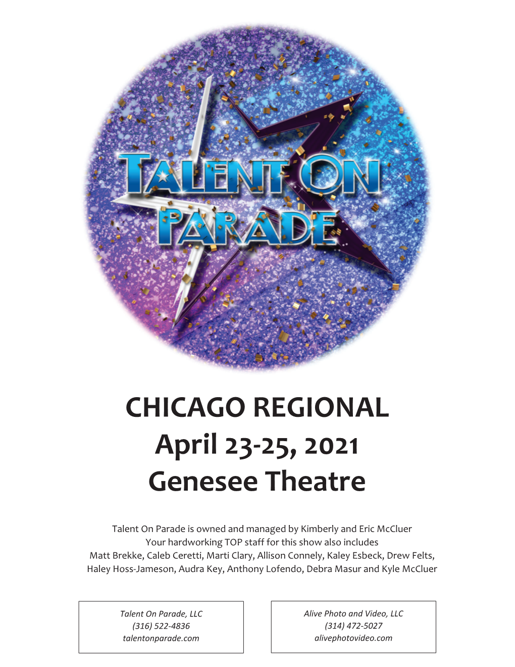 CHICAGO REGIONAL April 23-25, 2021 Genesee Theatre