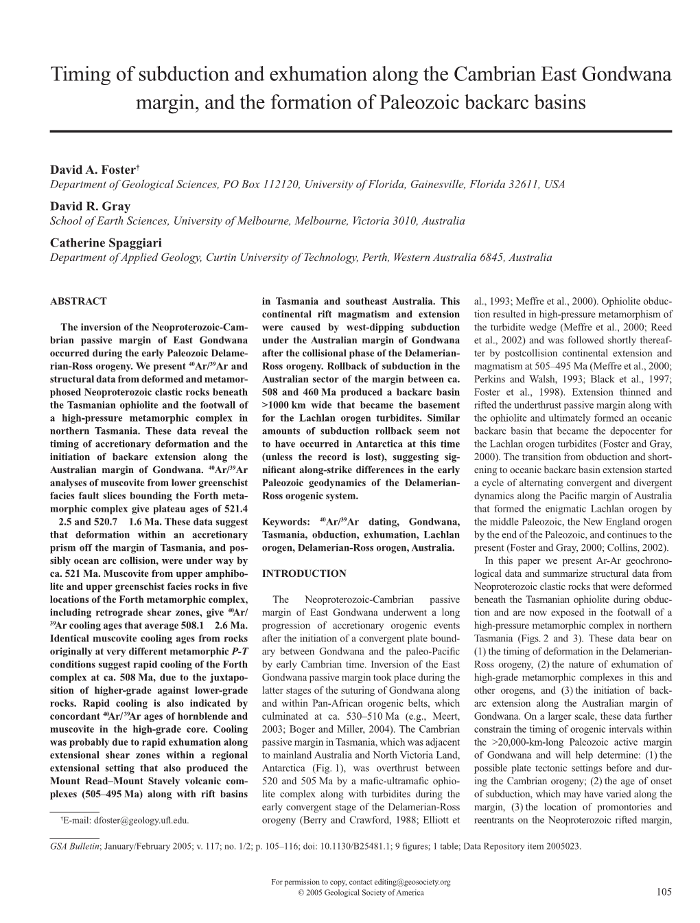 Timing of Subduction and Exhumation Along the Cambrian East Gondwana Margin, and the Formation of Paleozoic Backarc Basins