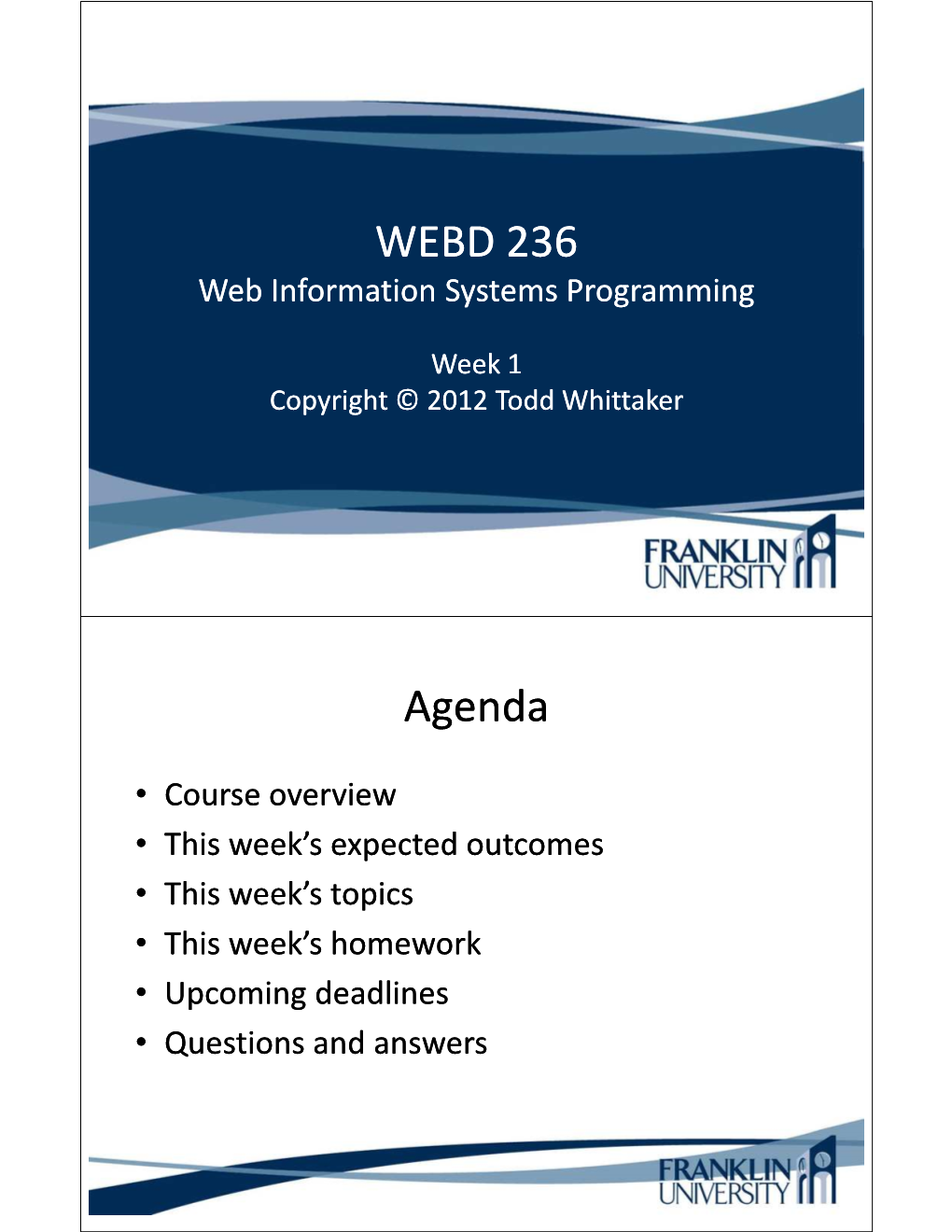 WEBD 236 Agenda