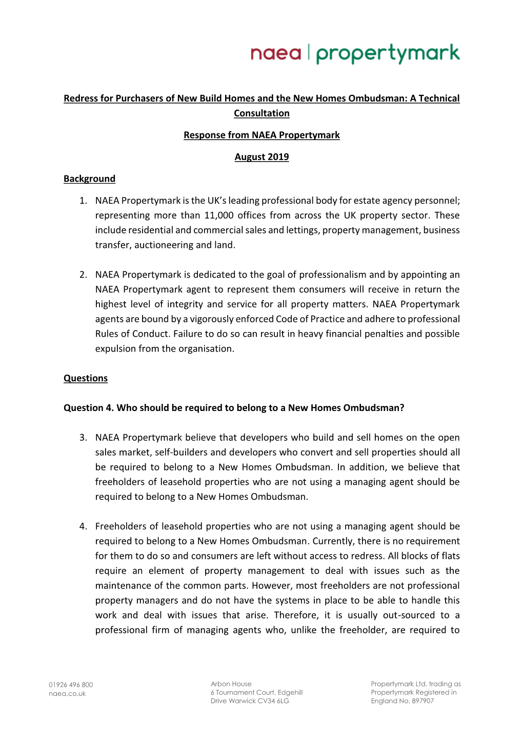 Redress for Purchasers of New Build Homes and the New Homes Ombudsman: a Technical Consultation