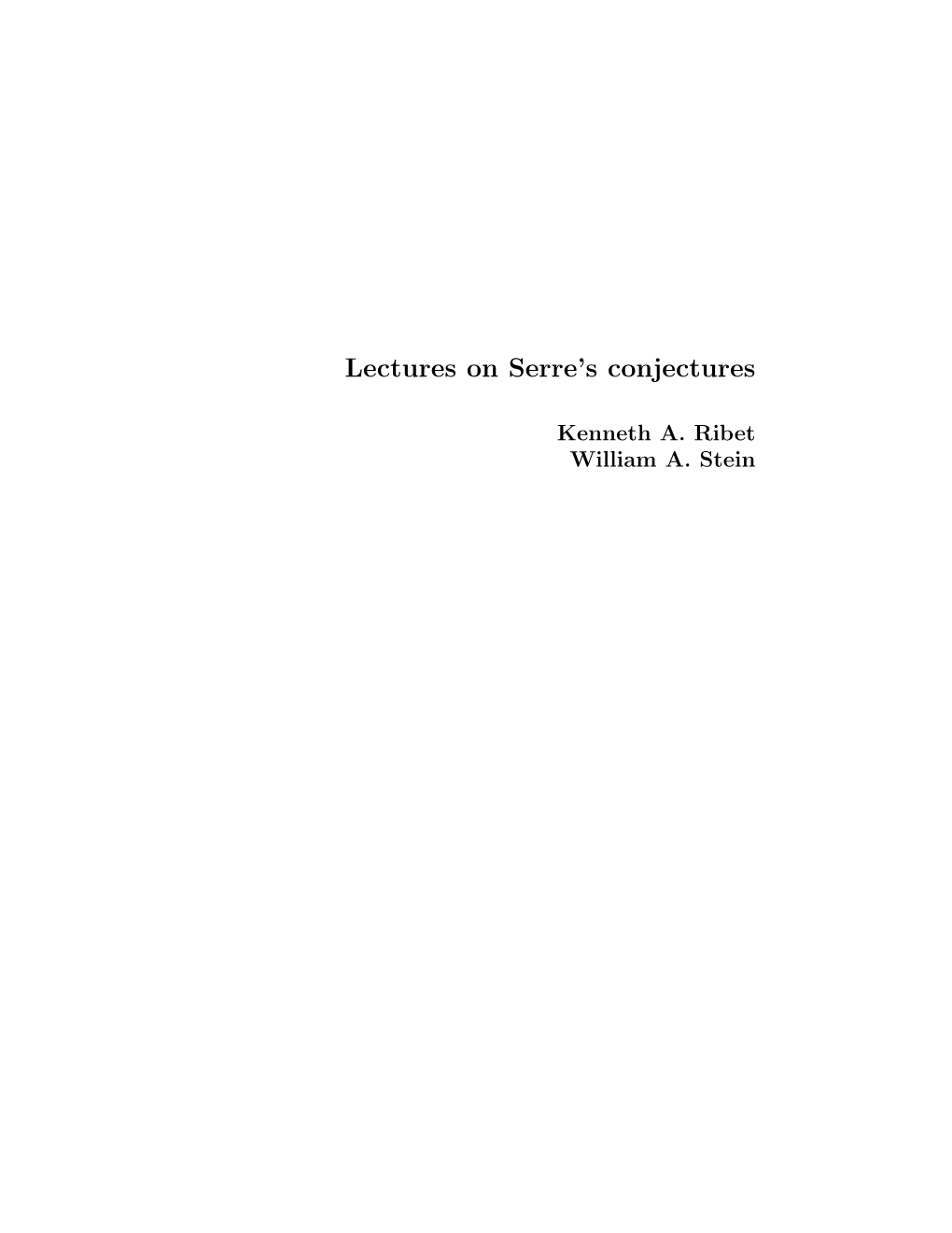 Lectures on Serre's Conjectures