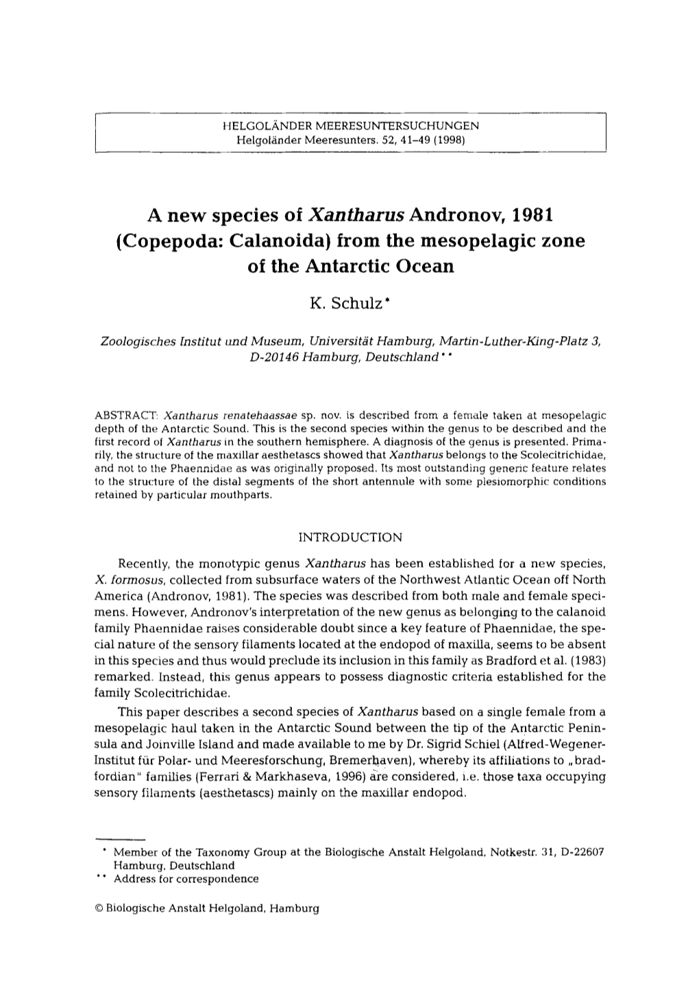 Copepoda: Calanoida) from the Mesopelagic Zone of the Antarctic Ocean