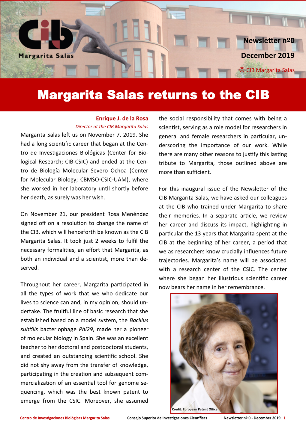 Margarita Salas Returns to the CIB