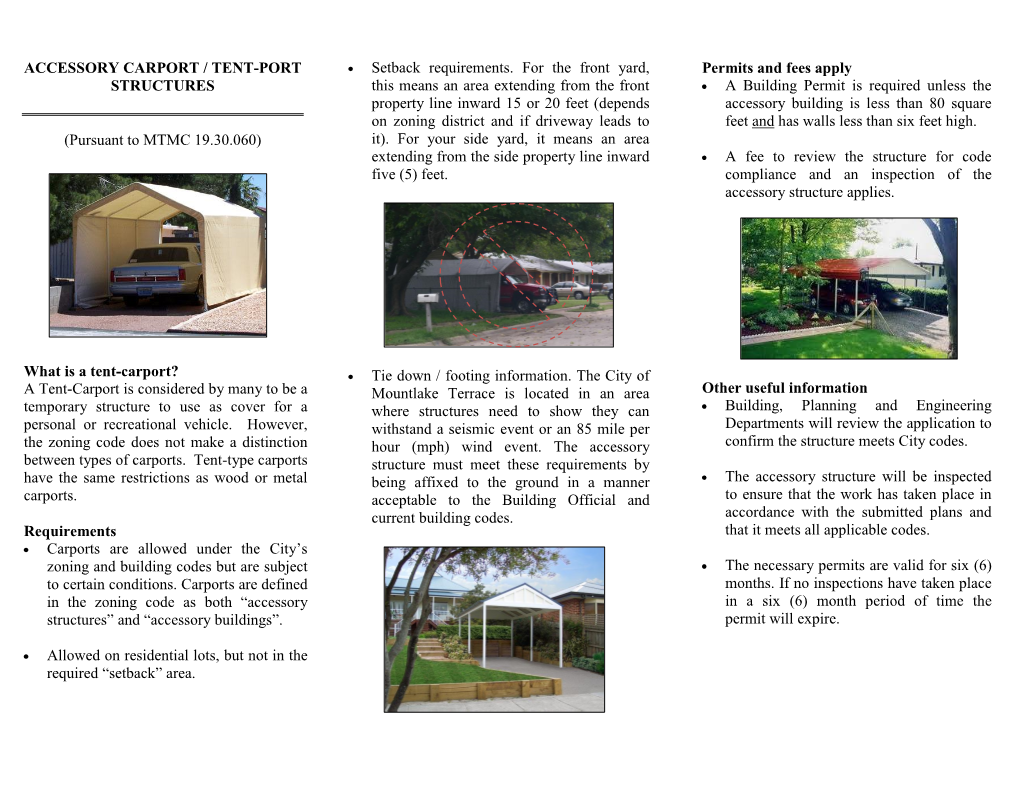 Accessory Carport / Tent-Port Structures