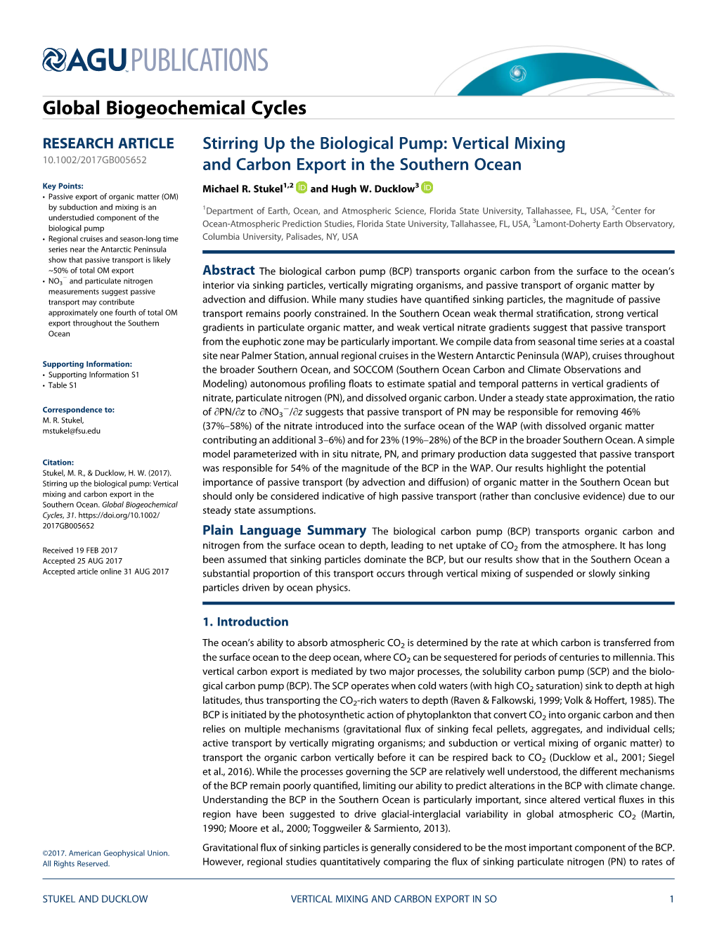 Vertical Mixing and Carbon Export in the Southern Ocean