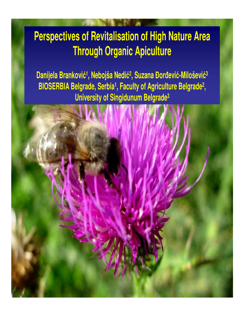 Perspectives of Revitalisation of High Nature Area Through Organic Apiculture