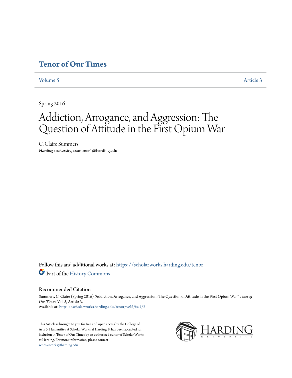 The Question of Attitude in the First Opium War C