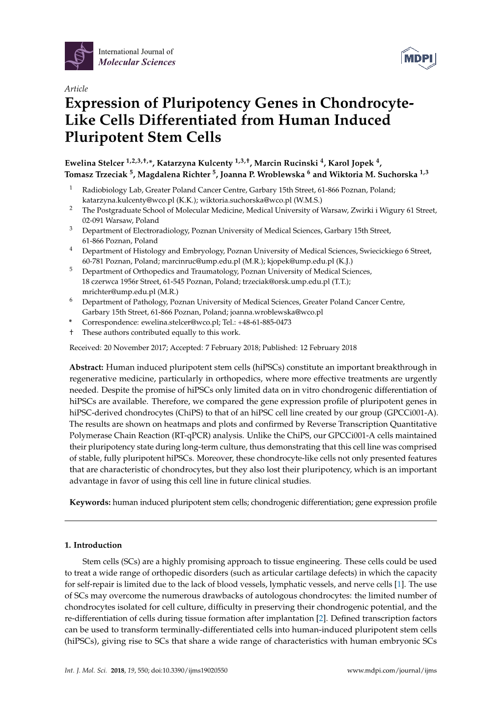 Expression of Pluripotency Genes in Chondrocyte-Like Cells Differentiated from Human Induced Pluripotent Stem Cells