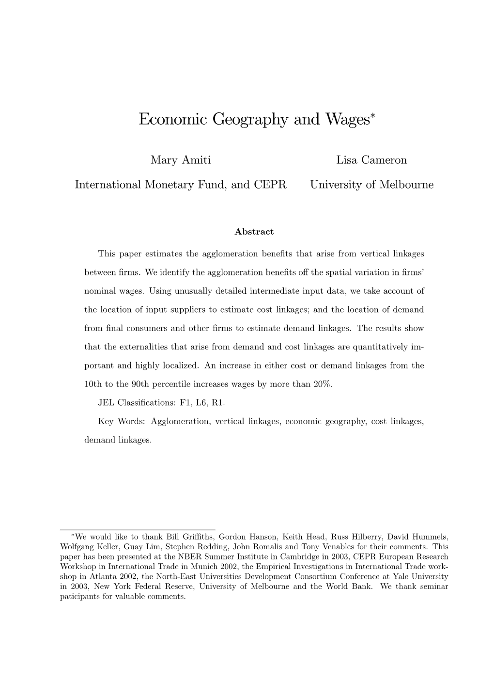 Economic Geography and Wages