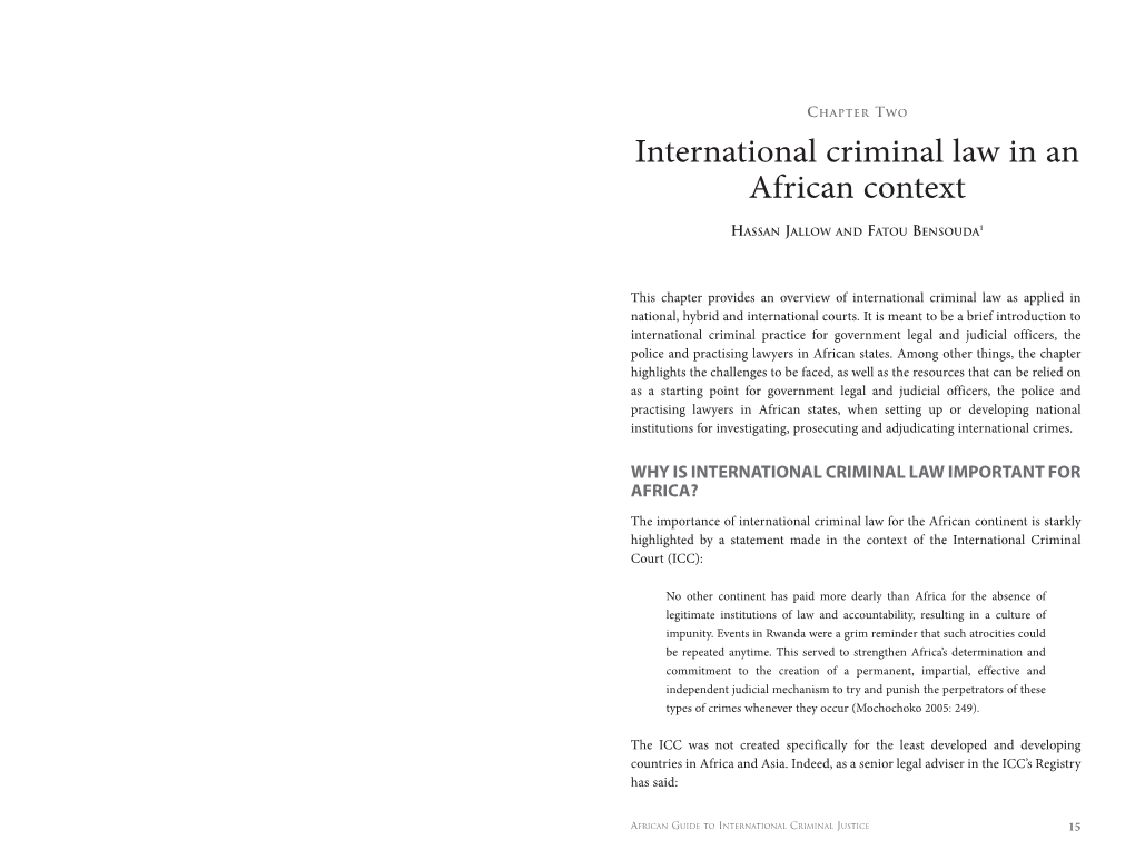 International Criminal Law in an African Context