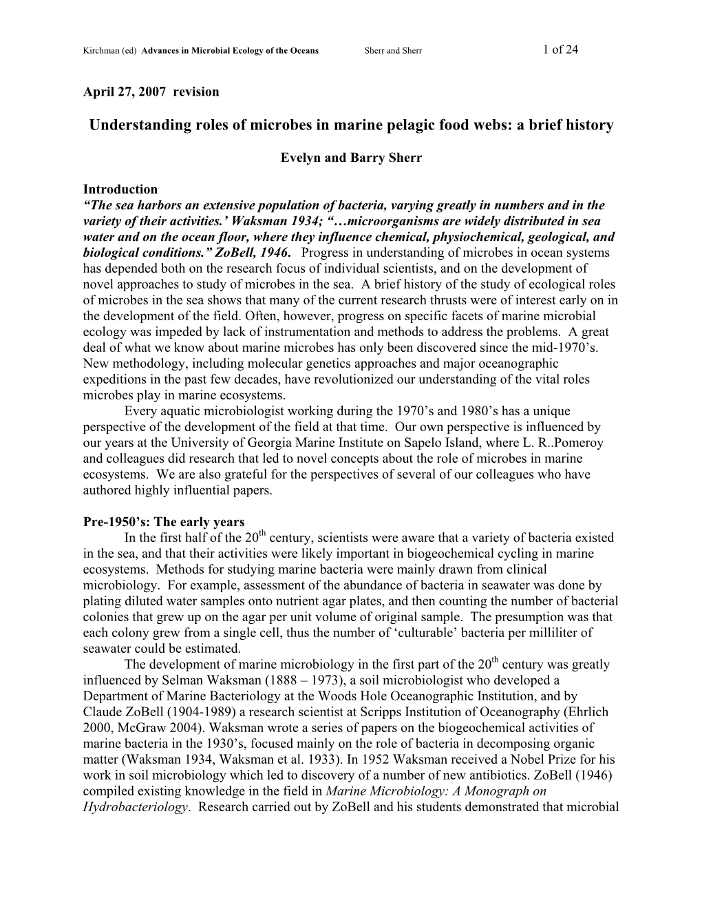 Understanding Roles of Microbes in Marine Pelagic Food Webs: a Brief History