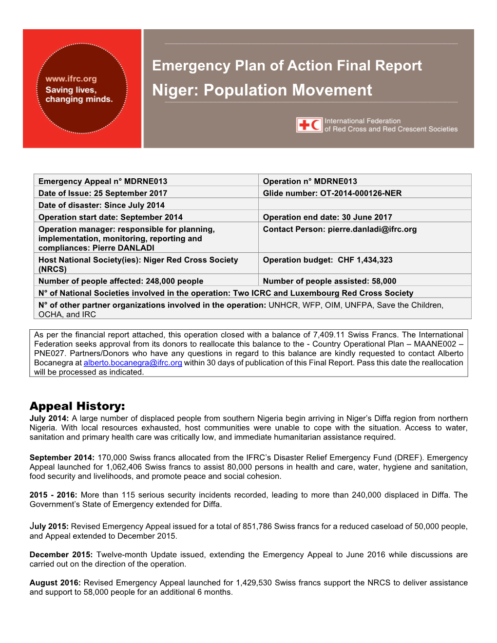 Niger: Population Movement