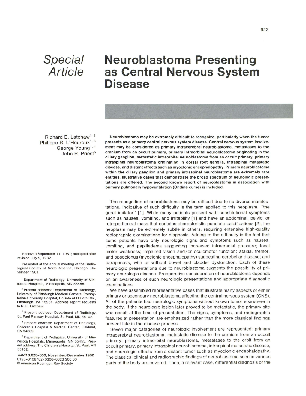 Neuroblastoma Presenting As Central Nervous System Disease