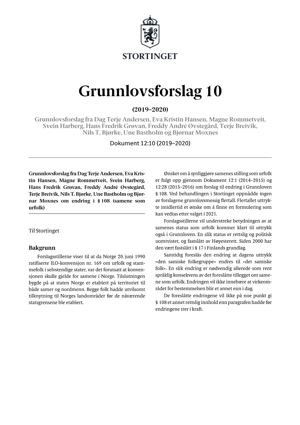 Grunnlovsforslag 10