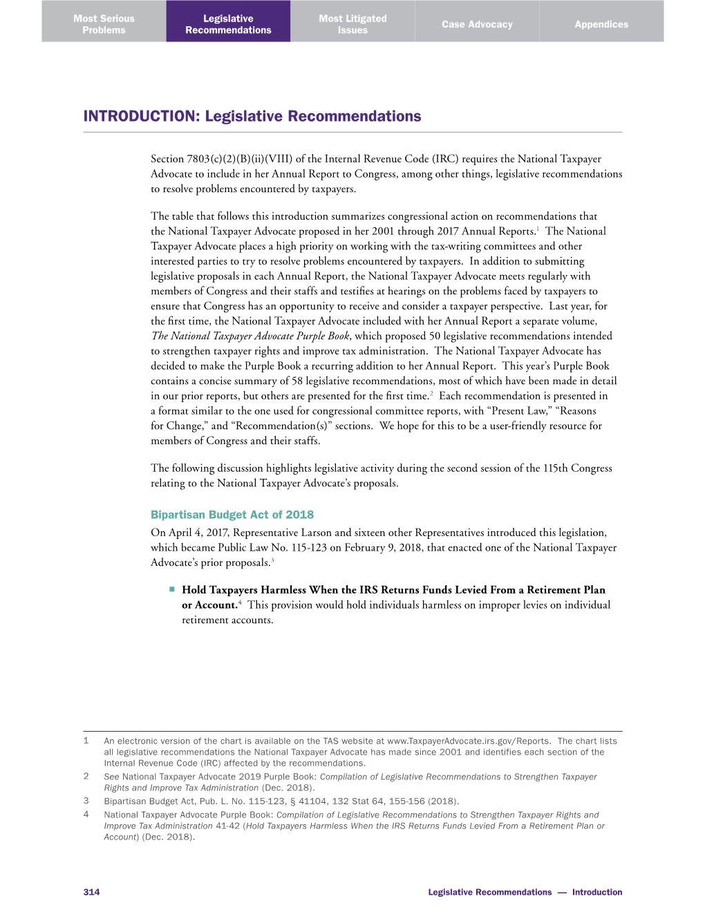 INTRODUCTION: Legislative Recommendations