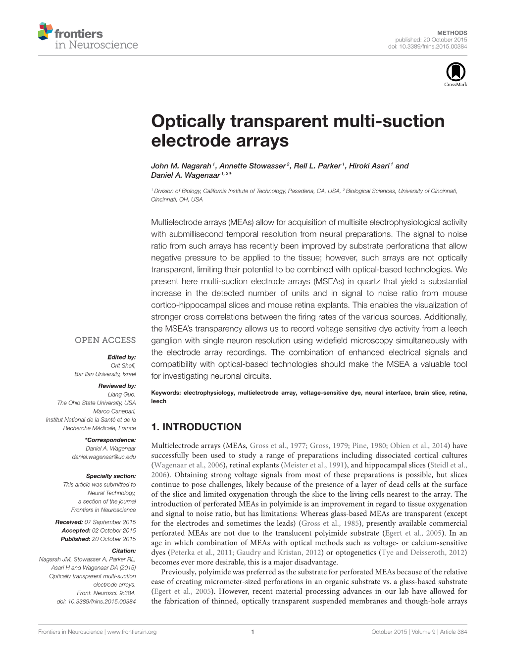 Optically Transparent Multi-Suction Electrode Arrays