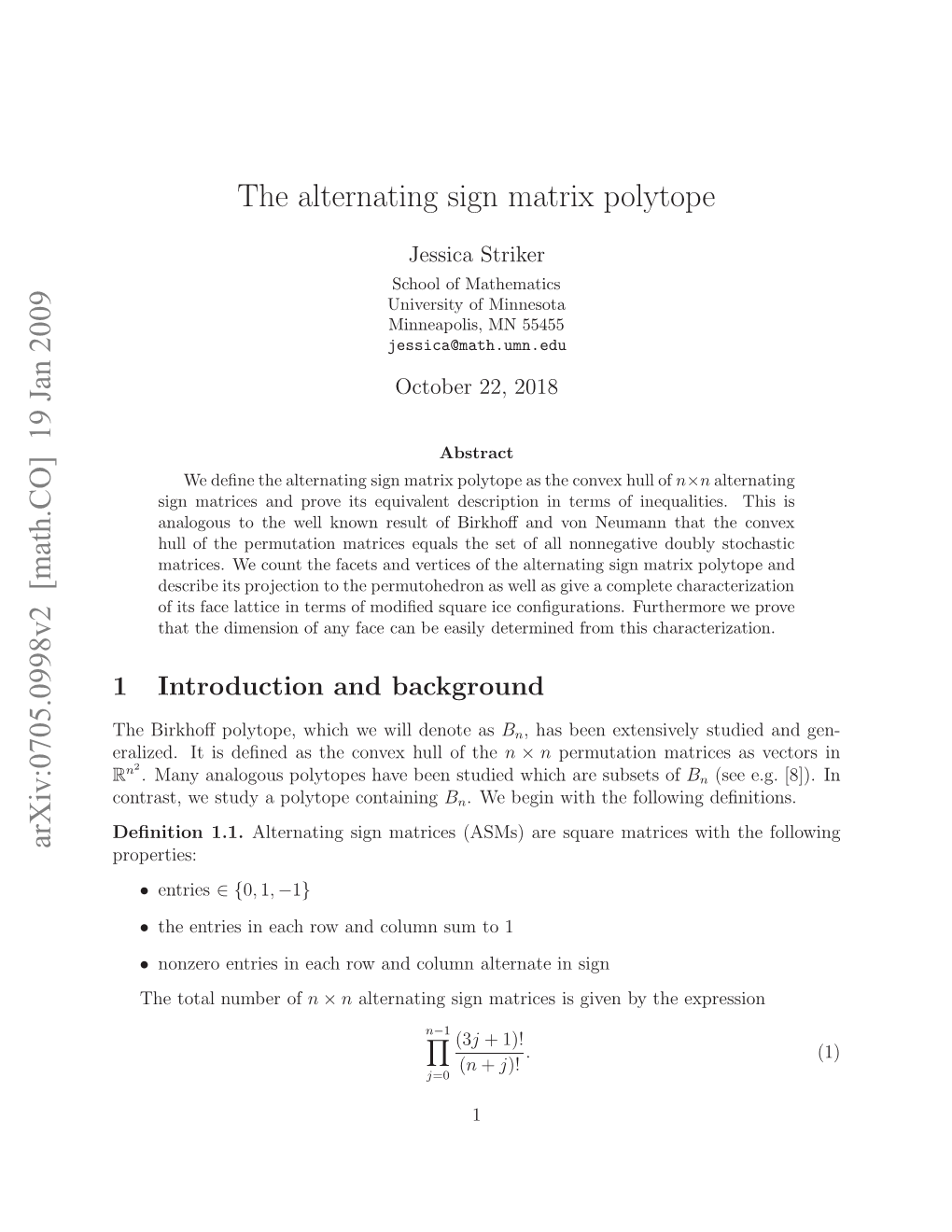 The Alternating Sign Matrix Polytope