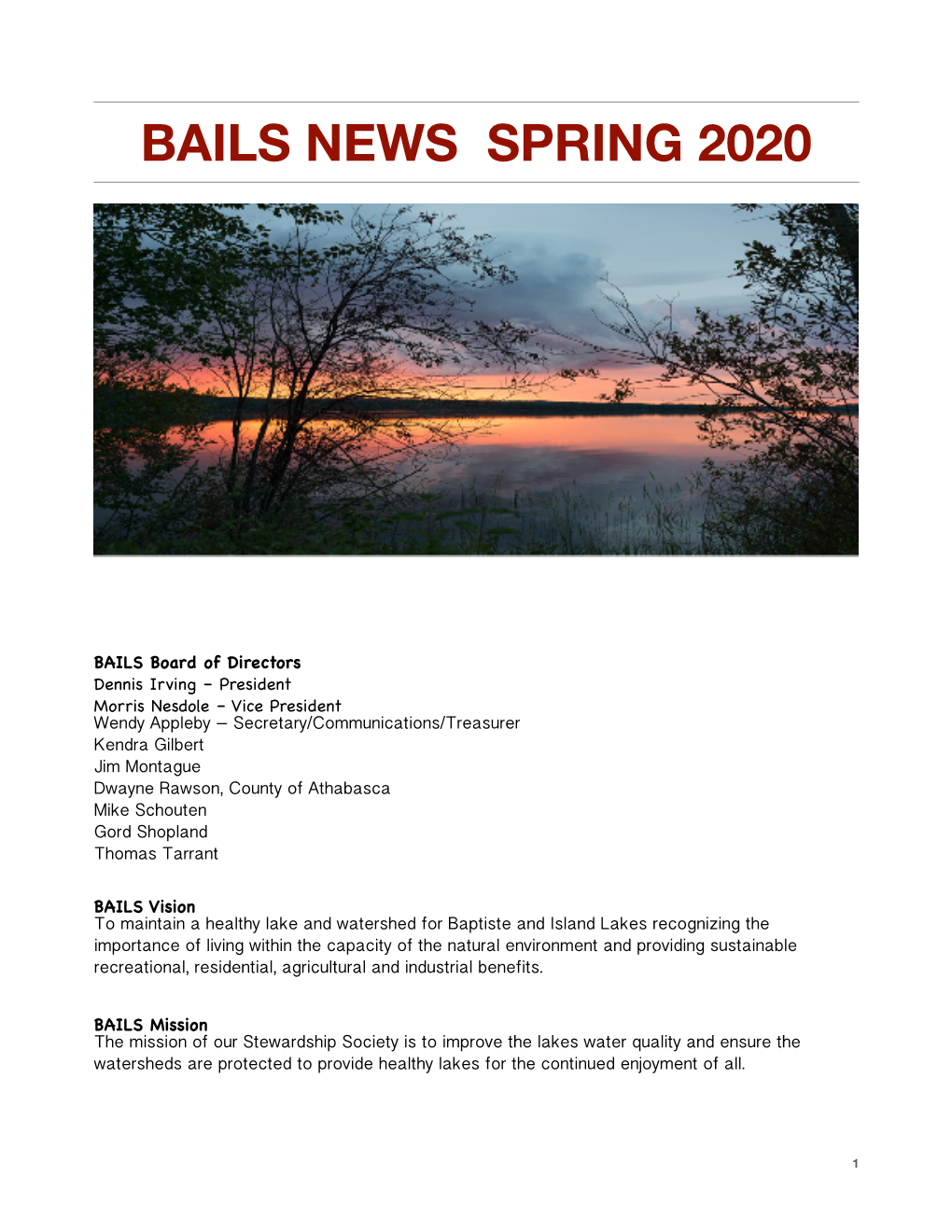 Bails News Spring 2020
