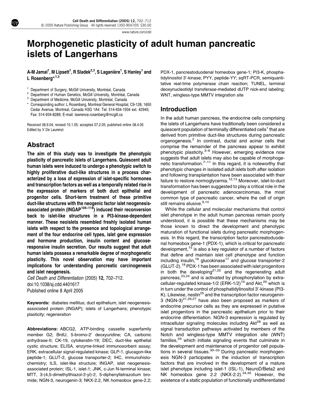 Morphogenetic Plasticity of Adult Human Pancreatic Islets of Langerhans