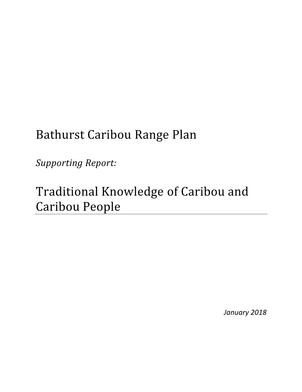 Traditional Knowledge of Caribou and Caribou People