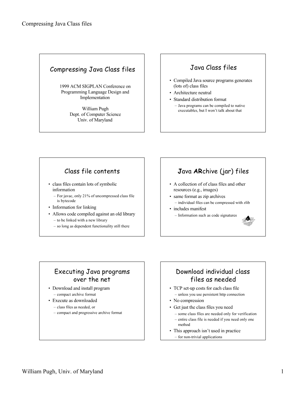 Compressing Java Class Files Java Class Files