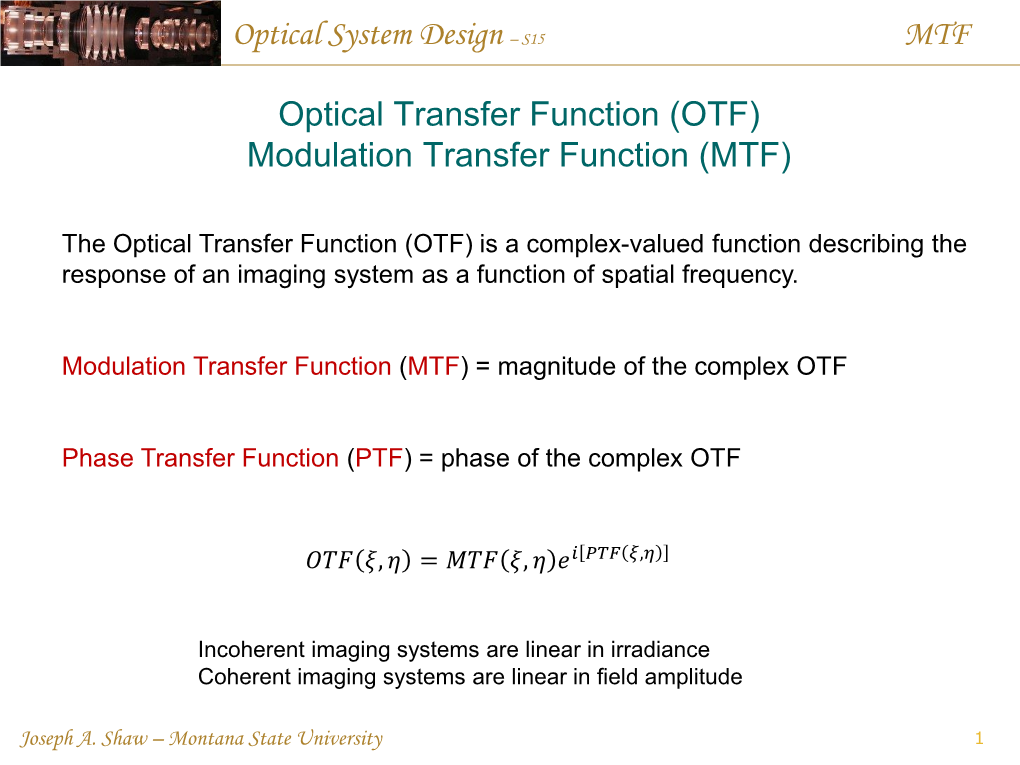 S15 MTF Optical Transfer Function (OTF)