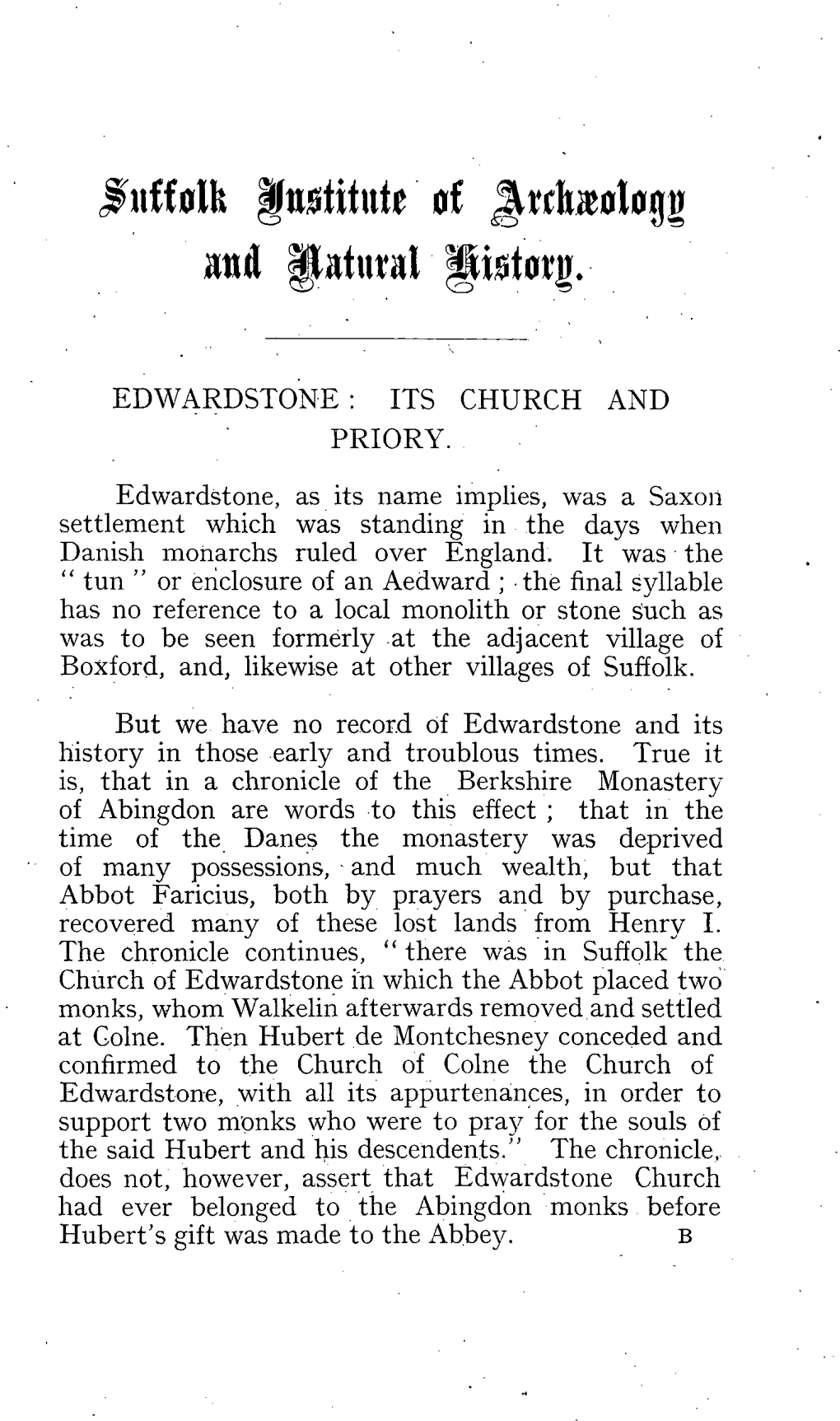 Edwardstone: Its Church and Priory Anon