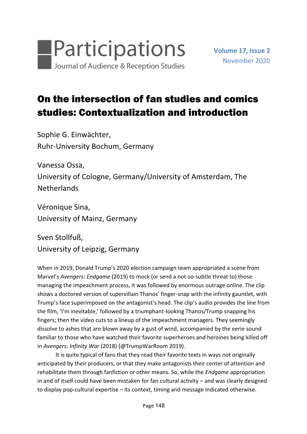 On the Intersection of Fan Studies and Comics Studies: Contextualization and Introduction