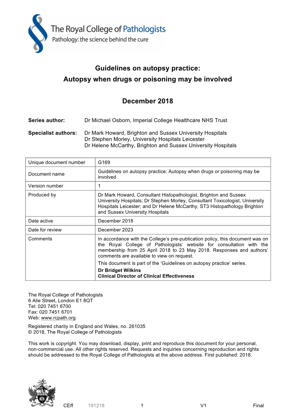 Autopsy When Drugs Or Poisoning May Be Involved December 2018