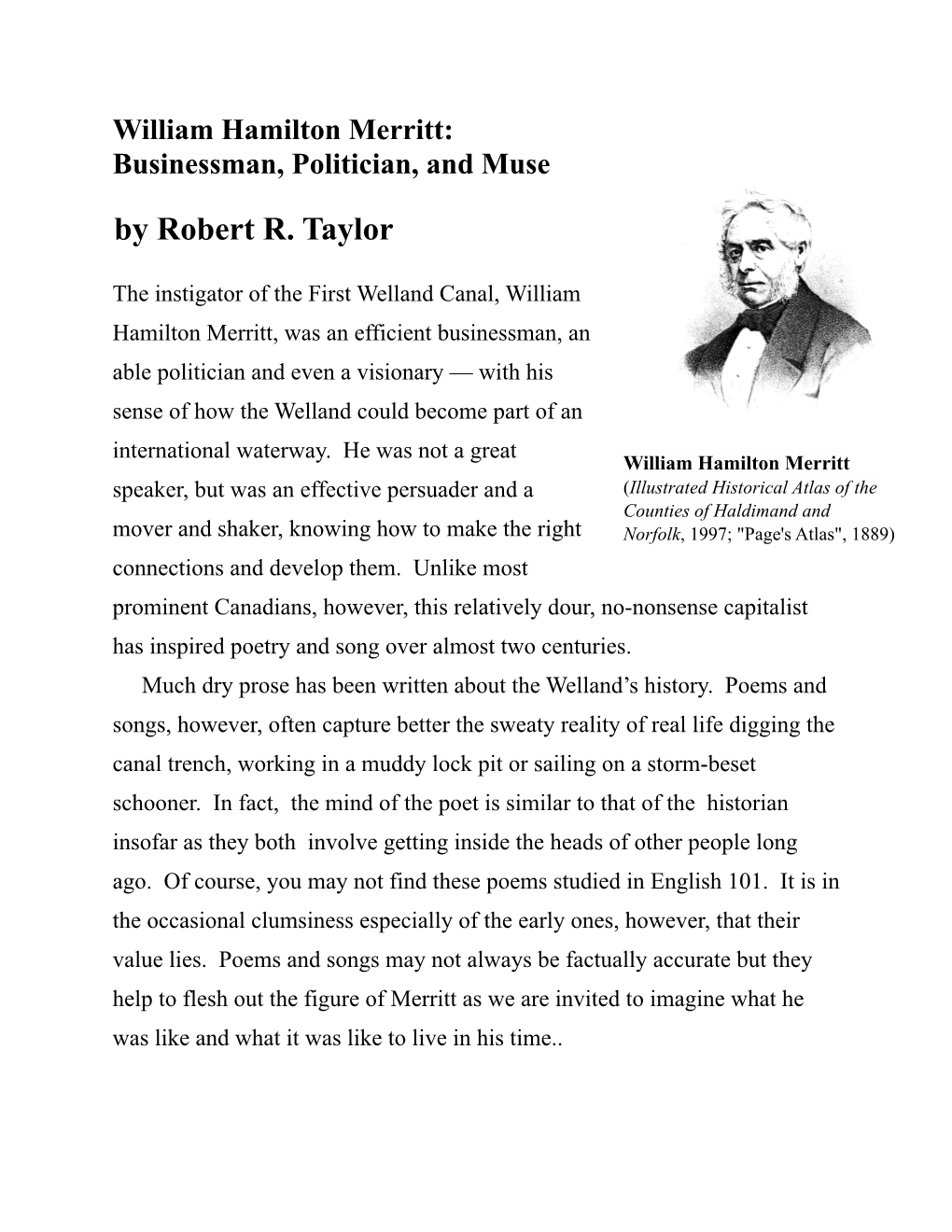 William Hamilton Merritt: Businessman, Politician, and Muse by Robert R