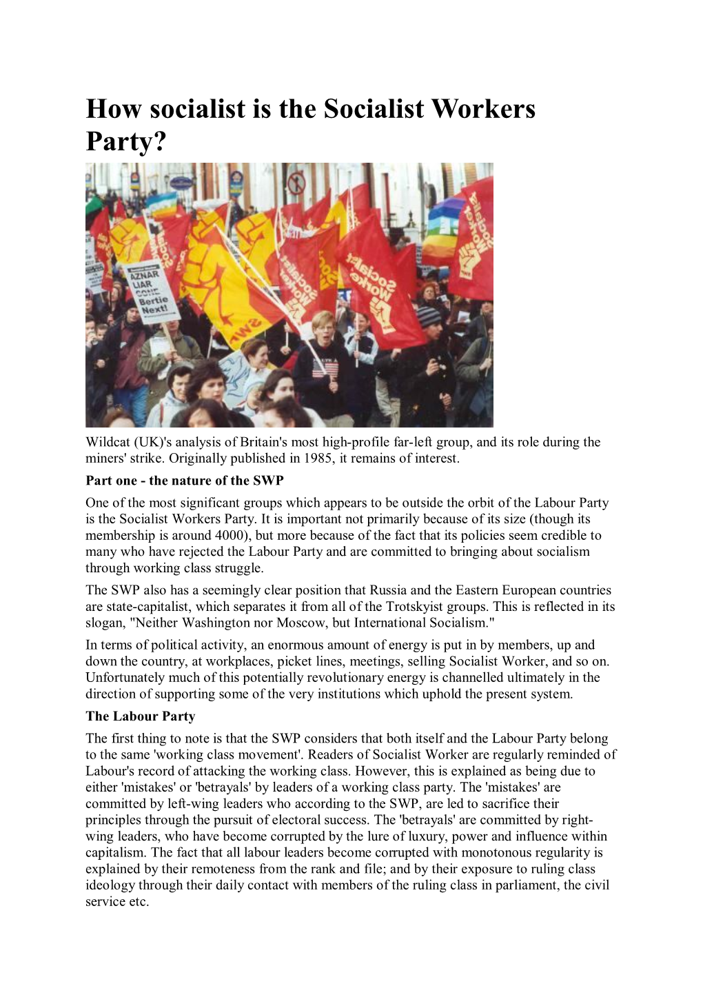 How Socialist Is the Socialist Workers Party?