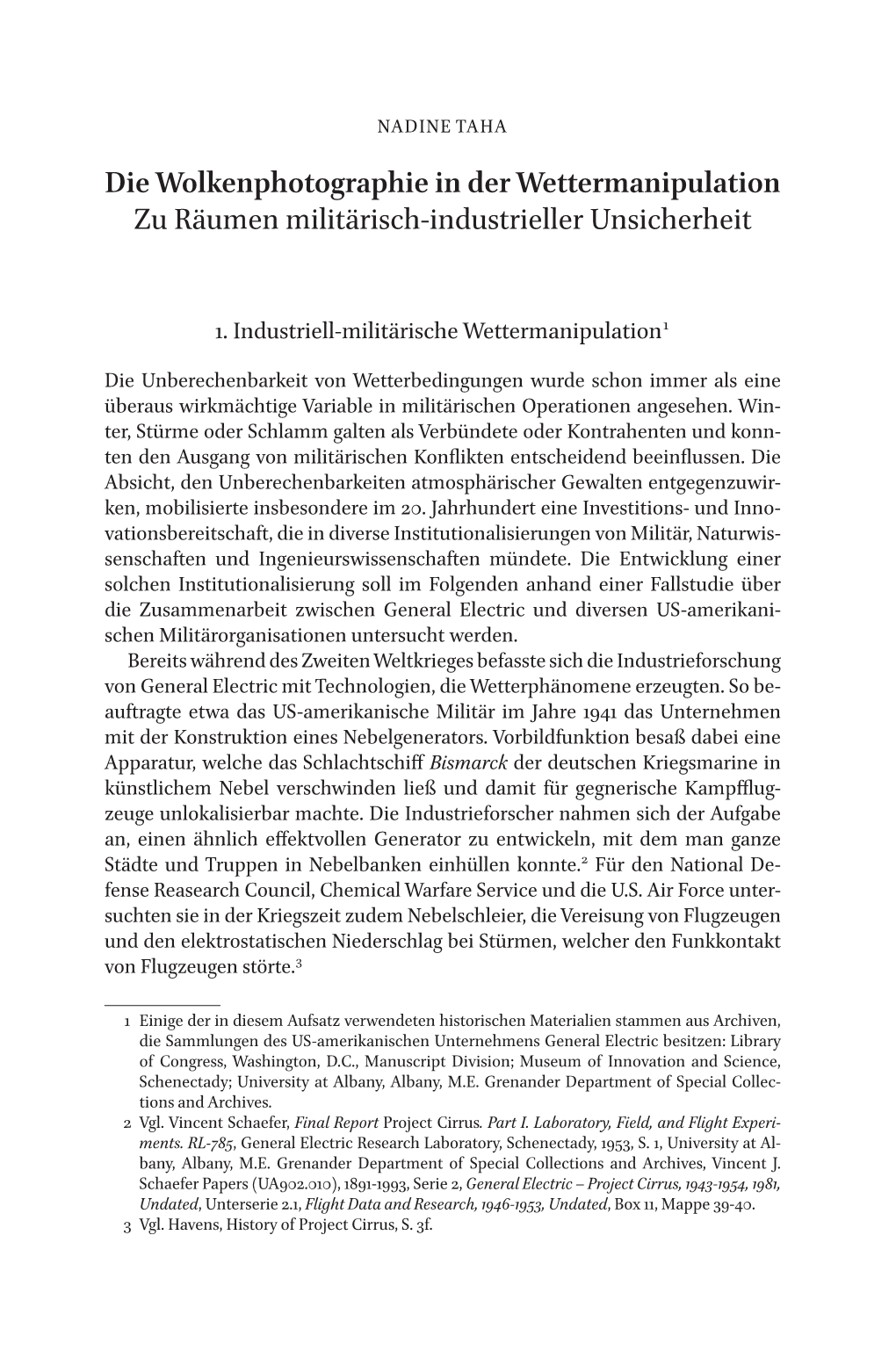 Die Wolkenphotographie in Der Wettermanipulation Zu Räumen Militärisch-Industrieller Unsicherheit