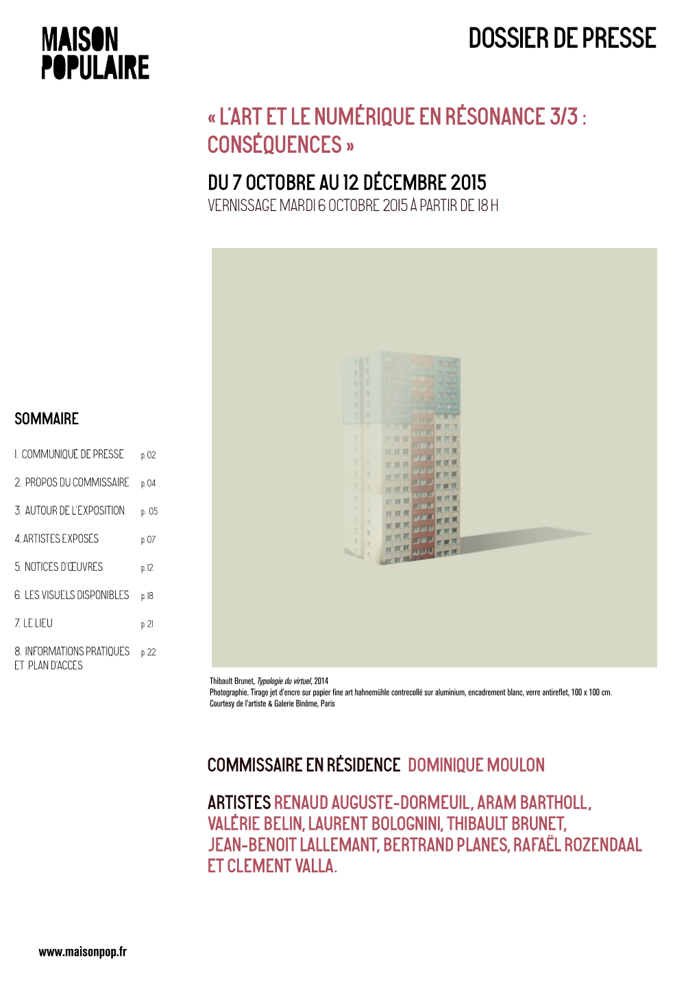 Dossier De Presse Exposition « L'art Et Le Numérique