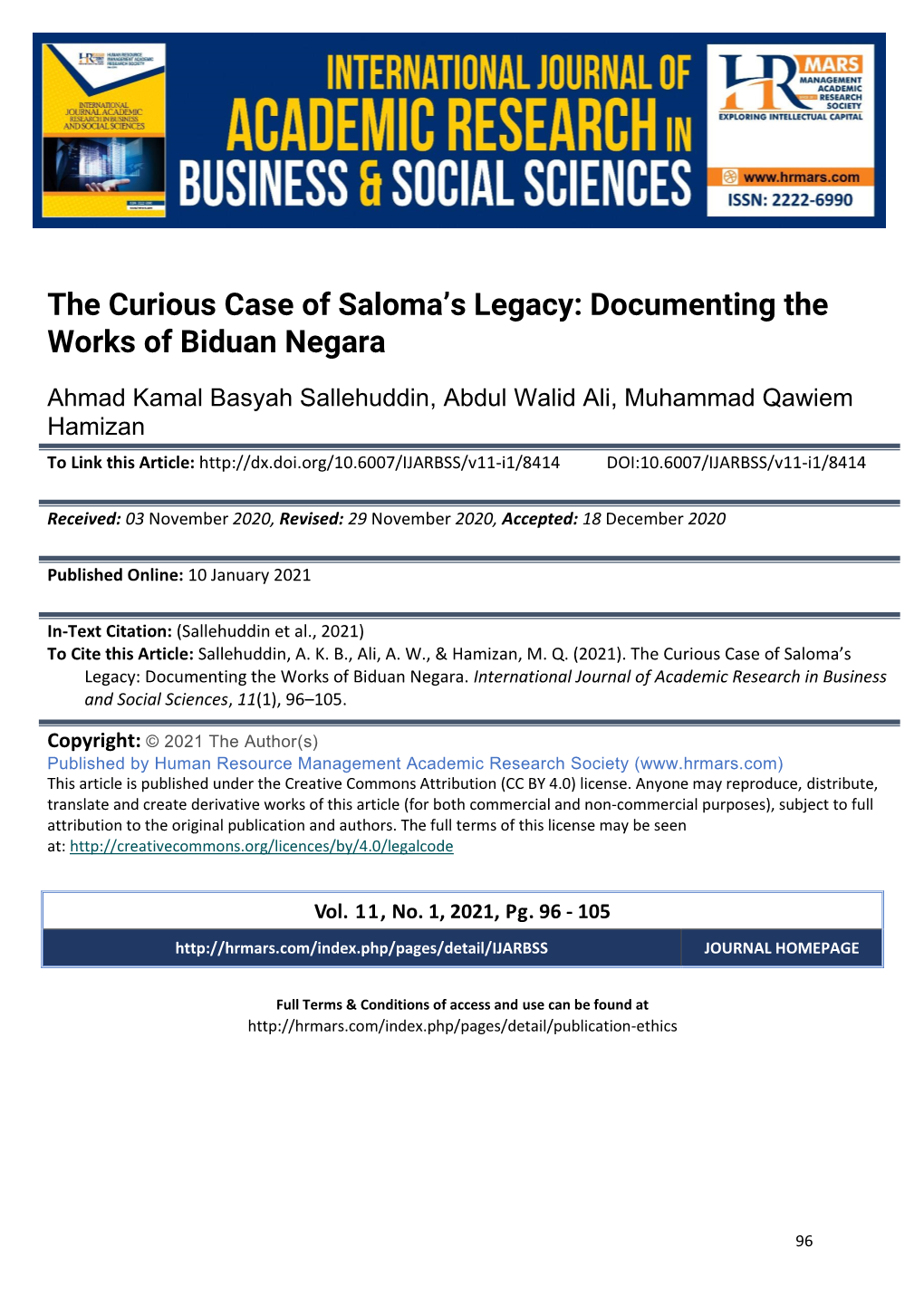 The Curious Case of Saloma's Legacy: Documenting the Works of Biduan