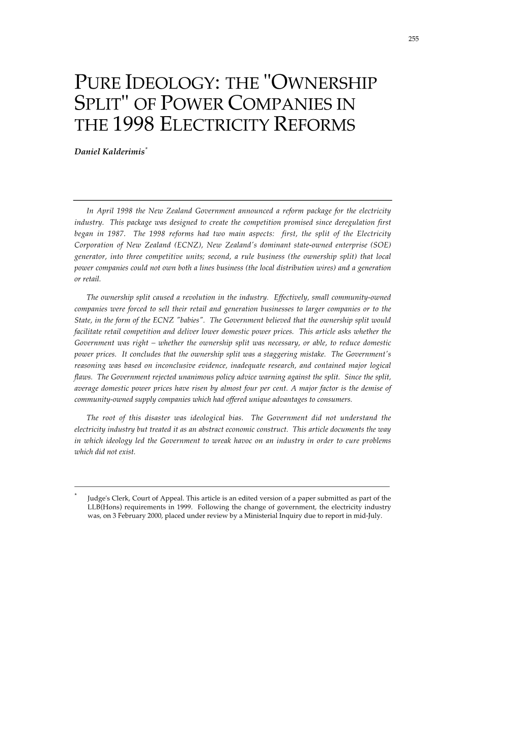 Of Power Companies in the 1998 Electricity Reforms