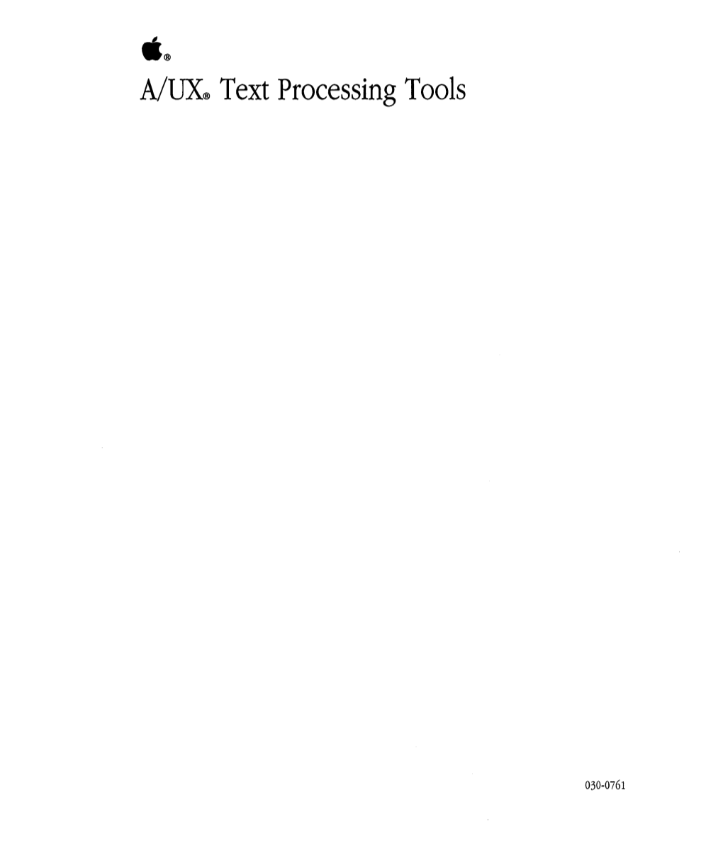 A/UX® Text Processing Tools